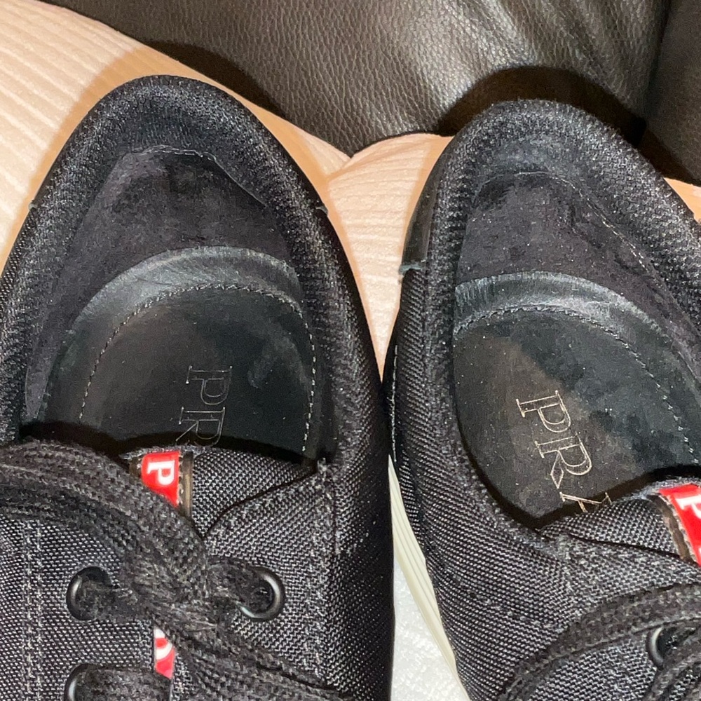 AUTH LUXURY PRADA SNEAKERS SHOES 4E3256 BLACK NYLON - Picture 9 of 16